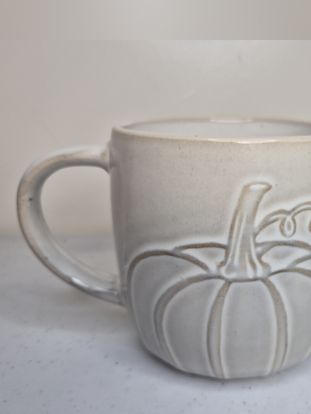 Textured Pumpkin Ceramic Mug - Neutral Beige World Market 16 Oz.